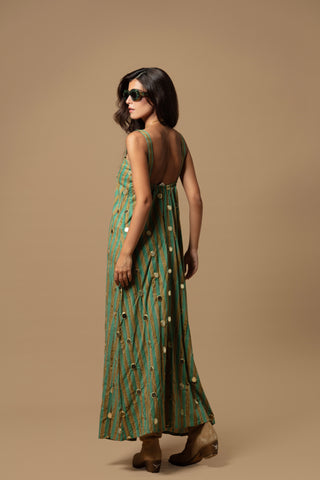 AMAYA STRING STRAP A-LINE DRESS WITH MIRRORS