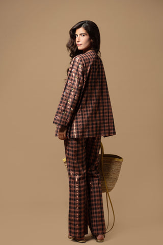 SOCOTRA TOP WITH DRAWSTRING AND PANTS SET WITH MIRRORS