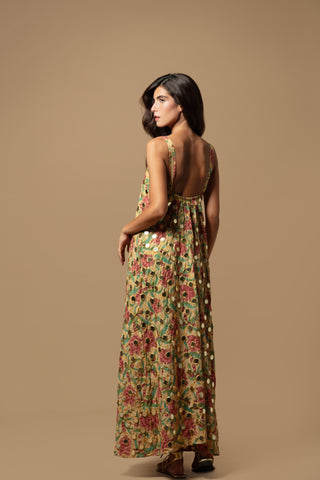 AMAYA STRING STRAP A-LINE DRESS WITH MIRRORS