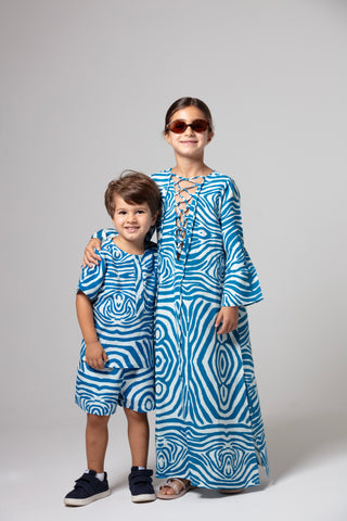 KIDS ZEBRA POCCAA CLASSIC KAFTAN WITH OPEN FRONT