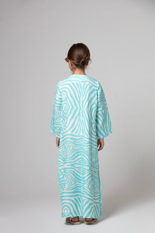 KIDS ZEBRA POCCAA CLASSIC KAFTAN WITH OPEN FRONT