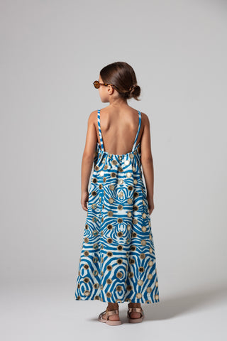 KIDS ZEBRA AMAYA STRING STRAP A-LINE DRESS WITH MIRRORS