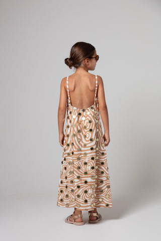 KIDS ZEBRA AMAYA STRING STRAP A-LINE DRESS WITH MIRRORS