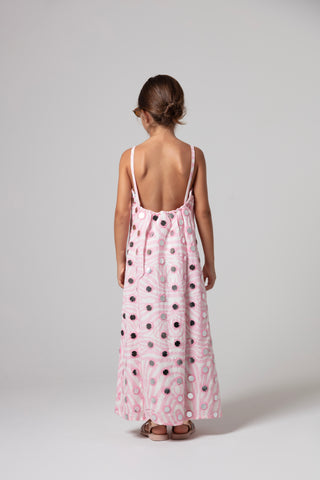 KIDS ZEBRA AMAYA STRING STRAP A-LINE DRESS WITH MIRRORS