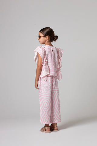KIDS ZEBRA RUFFLE TOP AND PANTS SET