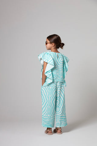 KIDS ZEBRA RUFFLE TOP AND PANTS SET