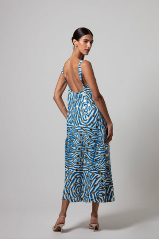 ZEBRA AMAYA STRING STRAP A-LINE DRESS WITH MIRRORS