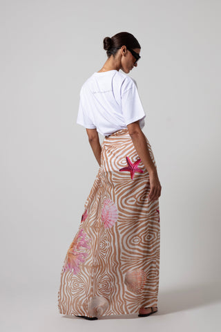 ALAYA ZEBRA SARONG WITH SHELL DESIGN