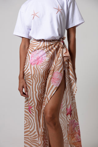 ALAYA ZEBRA SARONG WITH SHELL DESIGN