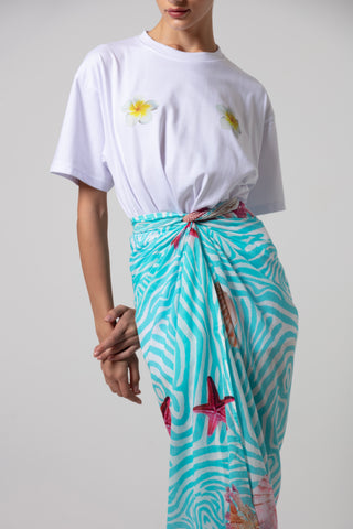 ALAYA ZEBRA SARONG WITH SHELL DESIGN