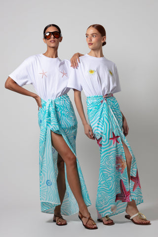 ALAYA ZEBRA SARONG WITH SHELL DESIGN