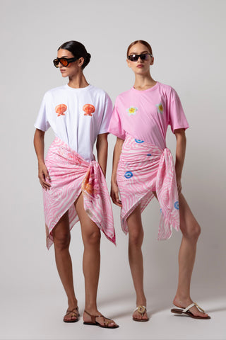 ALAYA ZEBRA SARONG WITH SHELL DESIGN