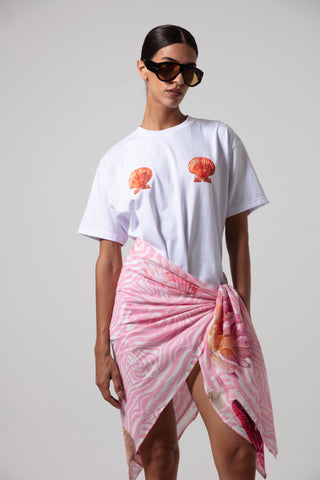 ALAYA ZEBRA SARONG WITH SHELL DESIGN