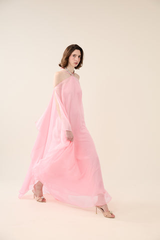 EUPHORIA LONG SHEER DRESS WITH RHINESTONES