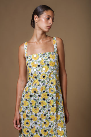 AMAYA STRING STRAP A-LINE DRESS WITH MIRRORS