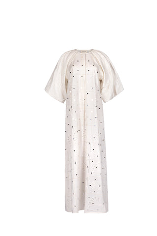 EMBROIDERED CLOSED NECK KAFTAN WITH MIRRORS