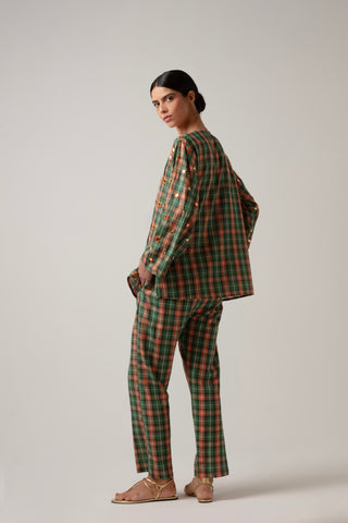 SOCOTRA TOP WITH DRAWSTRING AND PANTS SET WITH MIRRORS