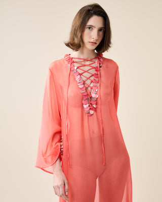 SHEER CLASSIC KAFTAN WITH SEQUINS