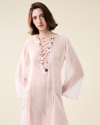 SHORT SHEER CLASSIC KAFTAN WITH SEQUINS