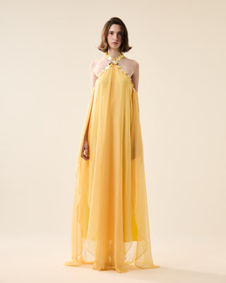 EUPHORIA LONG SHEER DRESS WITH SEQUINS