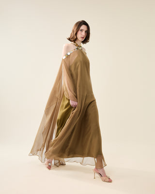 EUPHORIA LONG SHEER DRESS WITH SEQUINS