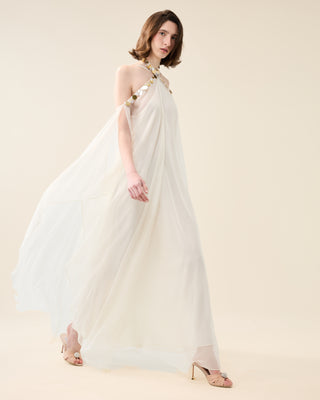 EUPHORIA LONG SHEER DRESS WITH SEQUINS