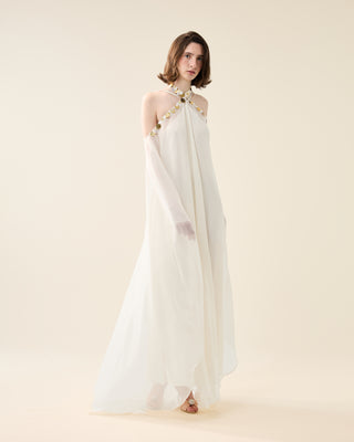EUPHORIA LONG SHEER DRESS WITH SEQUINS