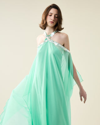 EUPHORIA LONG SHEER DRESS WITH SEQUINS