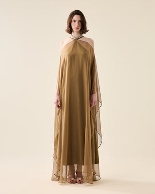 EUPHORIA LONG SHEER DRESS WITH RHINESTONES