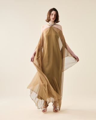 EUPHORIA LONG SHEER DRESS WITH RHINESTONES