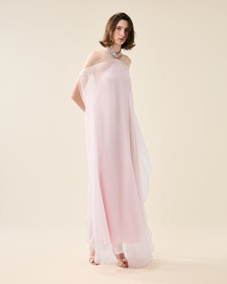 EUPHORIA LONG SHEER DRESS WITH RHINESTONES