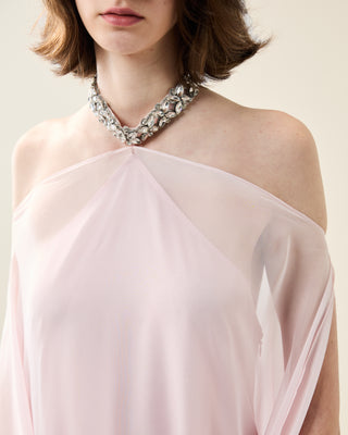 EUPHORIA LONG SHEER DRESS WITH RHINESTONES