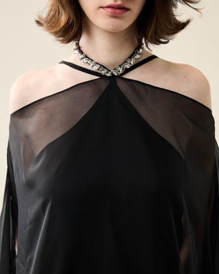 EUPHORIA LONG SHEER DRESS WITH RHINESTONES
