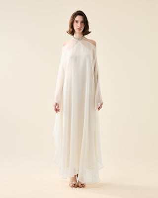 EUPHORIA LONG SHEER DRESS WITH RHINESTONES