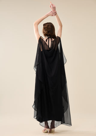EUPHORIA LONG SHEER DRESS WITH RHINESTONES