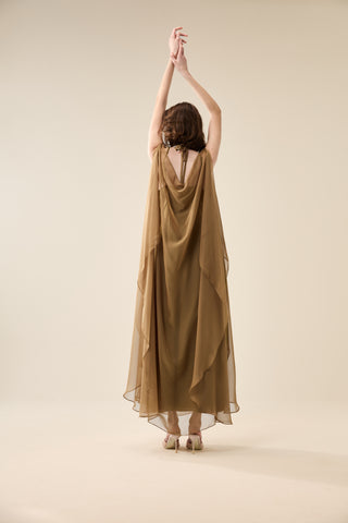 EUPHORIA LONG SHEER DRESS WITH SEQUINS
