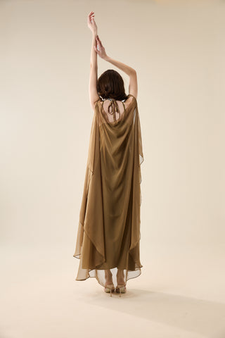 EUPHORIA LONG SHEER DRESS WITH RHINESTONES