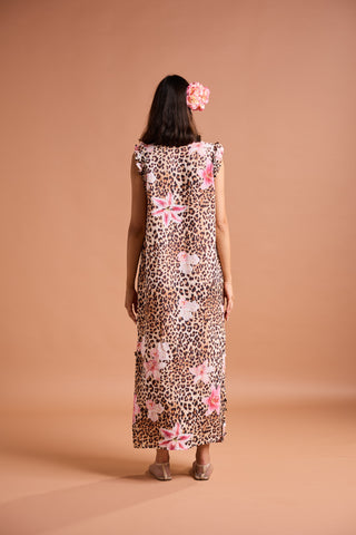HAWAIIAN SLEEVELESS CLASSIC KAFTAN WITH RUFFLES